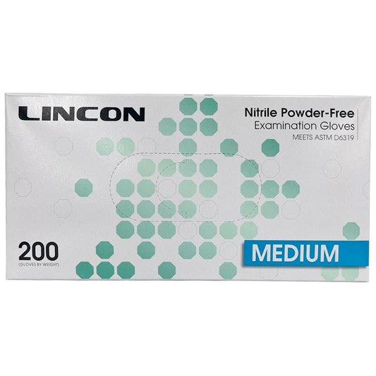 Lincon Nitrile Examination Gloves - ASTM Powder Free - Medium - 200 Pieces/Box