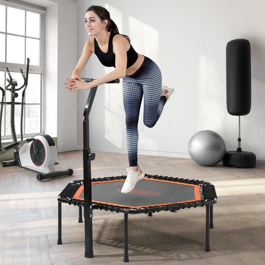 Mazam 50-Inch Hex Trampoline - Adjustable Handrail Fitness Rebounder