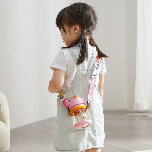 Bc Babycare T-REX TOBY Weighted Straw Sippy Cup 300ml (with Strap) - Rose