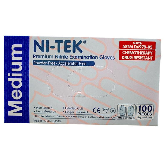 NI-TEK Nitrile Accelerator Free Powder Free Gloves - 100 Box (Medium) - Auzzistore
