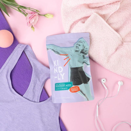 KIND-LY 100% Natural Deodorant Wipes - Lavender & Bergamot (20 Wipes)