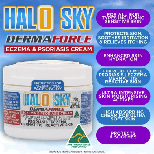 Athelite Halo Sky Derma Force Eczema & Psoriasis Cream 70g - Intensive Skin Relief