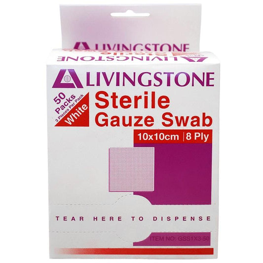 Livingstone Sterile Cotton Gauze Swabs - 150 Pieces, 8 Ply, 10x10cm-Auzzi Store
