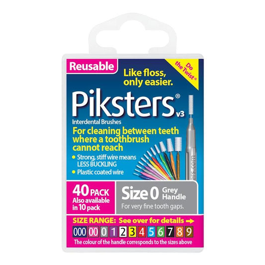 Piksters Interdental Brushes Grey Size 0 40pk - Effective Plaque Removal