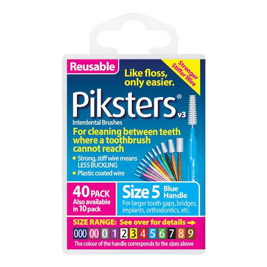 Piksters® Interdental Brushes Blue Size 5 - 40 Pack for Comprehensive Oral Hygiene