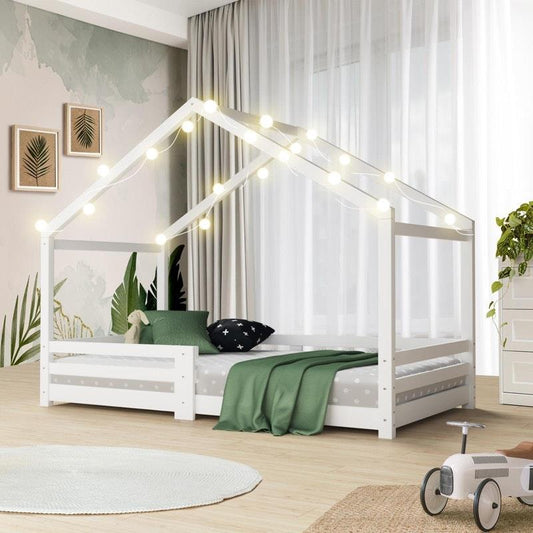 Oikiture Kids Single Wooden Bed Frame - Timber Platform for Creative Sleep - Auzzistore