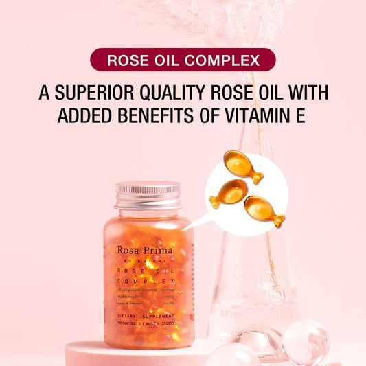 Unichi Rosa Prima Rose Oil Complex 90 Softgels - Natural Skin & Mood Enhancer