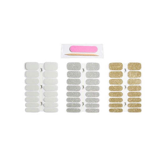 Selfie Nails Express Gel Polish Mixed Pack - Pearl, Silver Glitter, Gold Glitter-Auzzi Store