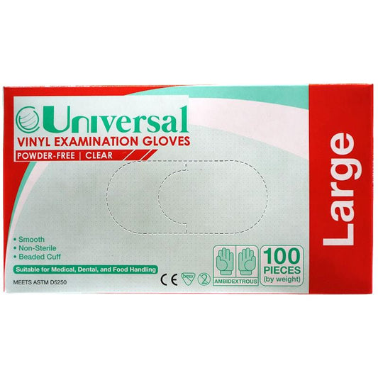 Universal Powder-Free Vinyl Examination Gloves - Large (100 Pieces)-Auzzi Store