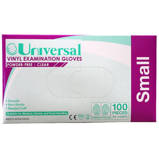Universal Vinyl Examination Gloves ASTM Powder Free Small 100 Pieces/Box-Auzzi Store