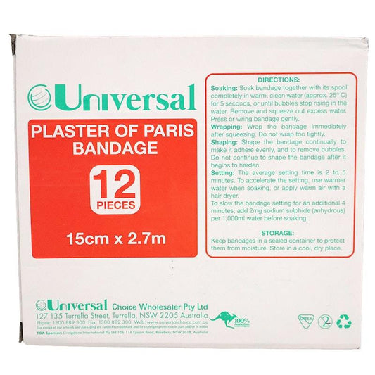 Universal Choice Plaster of Paris Cast Bandage - 15cm x 2.7m, 12 Pieces/Box-Auzzi Store