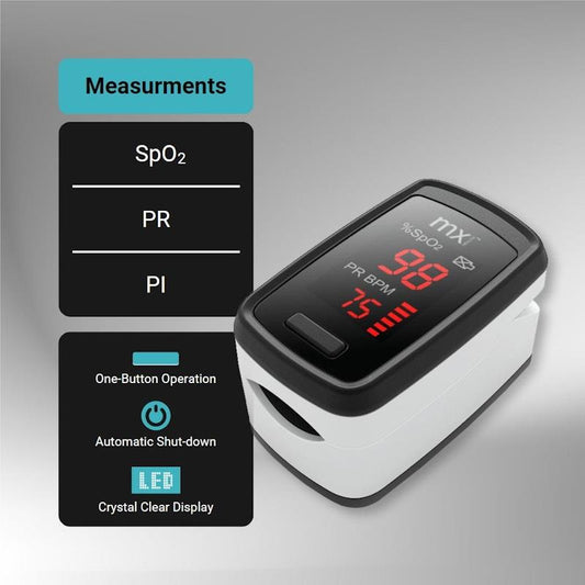 Mx Health Pulse Oximeter 1 Unit - Accurate Oxygen Saturation Monitoring - Auzzistore