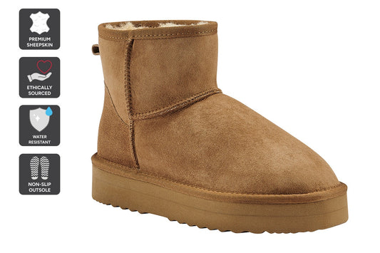 UGG Outback Premium Australian Sheepskin Mini Classic Platform Boot (Chestnut, Size 10M/11W US)