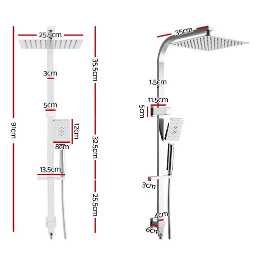 Cefito 10'' Rain Shower Head Set Handheld Square High Pressure Chrome – view 2
