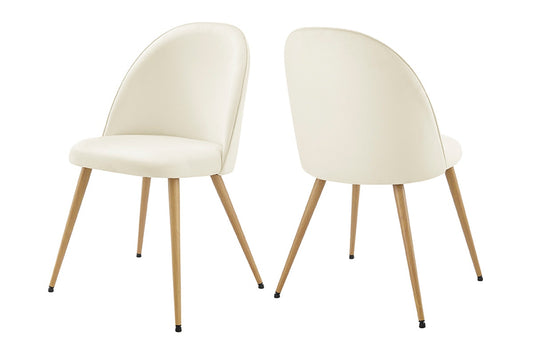 Set of 2 Shangri-La Charley Curved Back Dining Chairs (Off White/Wood)
