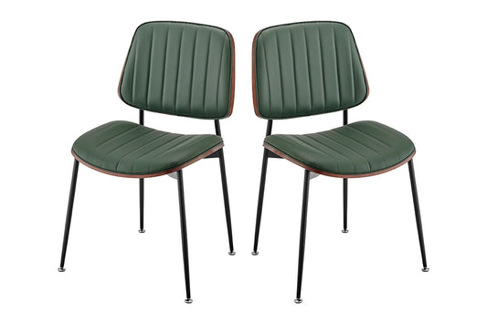 Set of 2 Shangri-La Moore Faux Leather Dining Chairs (Green) - Auzzistore