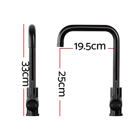 Cefito Kitchen Mixer Tap Mixer Rectangle Sink Faucet Basin Laundry Black – view 2