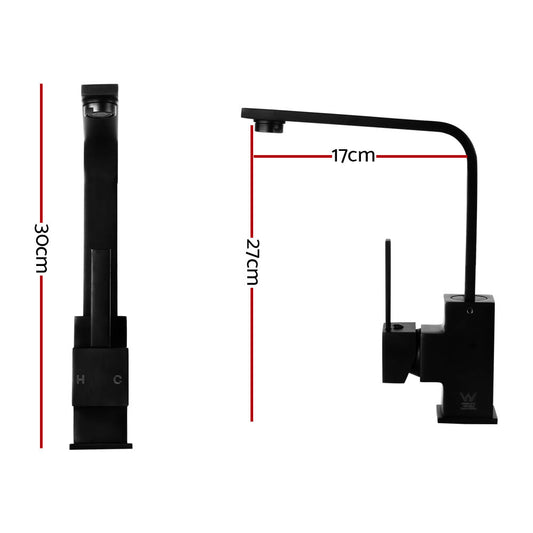 Cefito Kitchen Mixer Tap Mixer Square Sink Faucet Basin Laundry Black – view 2