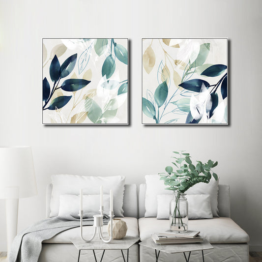 Wall Art 70cmx70cm Watercolour style leaves 2 Sets White Frame Canvas – view 2 - Auzzistore