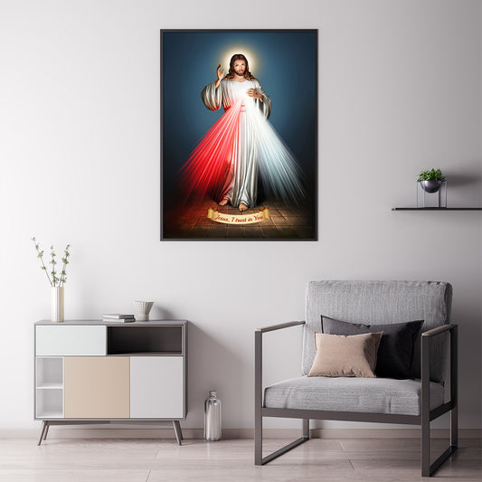 Wall Art 60cmx90cm Jesus Divine Mercy I Trust In You Black Frame Canvas – view 2 - Auzzistore