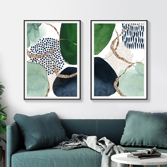 Wall Art 40cmx60cm Abstract Green and Navy 2 Sets Black Frame Canvas – view 2 - Auzzistore