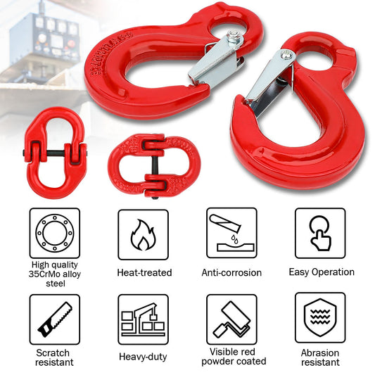 2X 6mm Hammerlock+ Eye Sling Hook Safety Chain Caravan Trailer connecting Extend – view 2 - Auzzistore