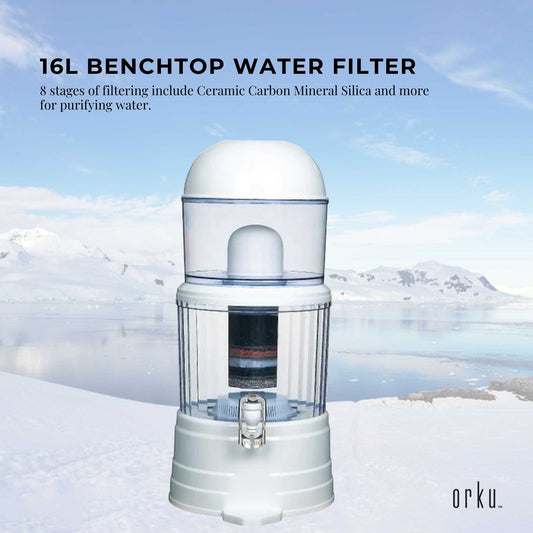 16L Benchtop 8 Stage Water Filter - Ceramic Carbon Mineral Stone Silica Purifier – view 2