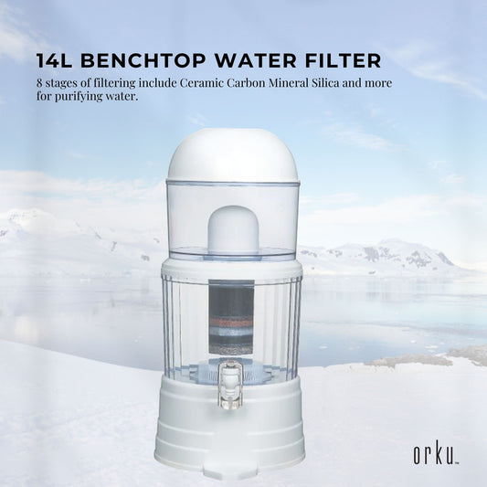 14L Benchtop 8 Stage Water Filter - Ceramic Carbon Mineral Stone Silica Purifier – view 2