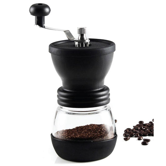 Coffee Bean Grinder - Manual Hand Stainless Ceramic Burr Core Glass Jar Nut Mill – view 2