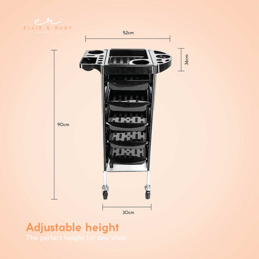 5 Drawer Hairdressing Trolley Black 90x30x36cm Hair Salon Beauty Rolling Cart – view 2