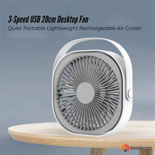 3-Speed USB 20cm Desktop Fan – Quiet Portable Lightweight Rechargeable Cooler – view 2