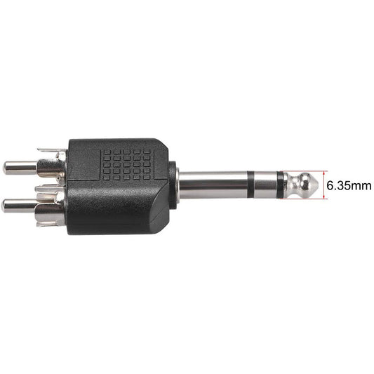 1/4 6.35mm Mono Male To 2X RCA male Audio Connector Adapter Splitter" – view 2 - Auzzistore