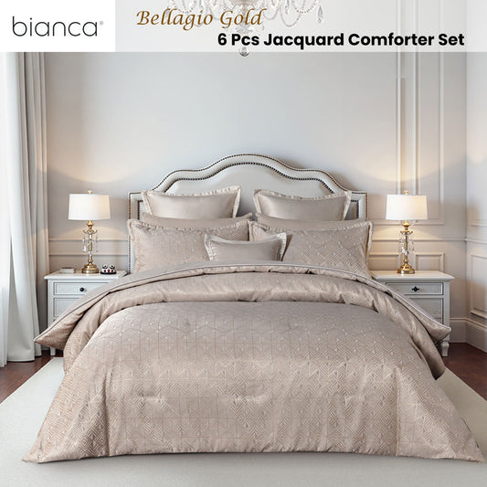 Bianca Bellagio Gold 6 Pcs Jacquard Geometric Comforter Set Super King – view 2