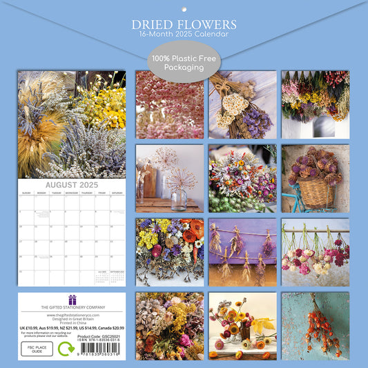 Dried Flowers - 2025 Square Wall Calendar Floral 16 Months Premium Planner Gift – view 2 - Auzzistore