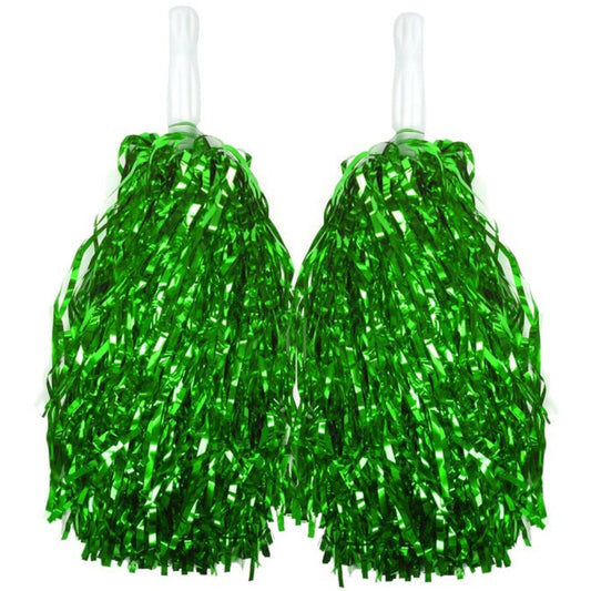 Green Metallic Cheerleading Pom Poms – Set of 2 w/ Easy-Grip Handles Australia Day – view 2