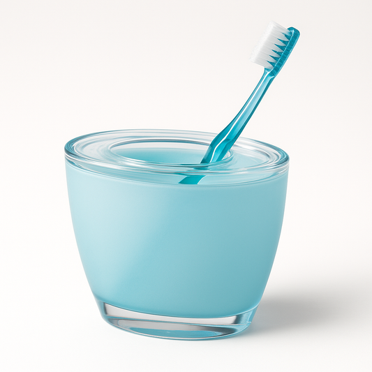 Oval Toothbrush Holder Blue Acrylic Lightweight Compact Bathroom Organiser – view 2
