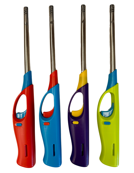 4x Long Gas Lighter for BBQ Kitchen w/ Safety Lock - Assorted Colours – view 2