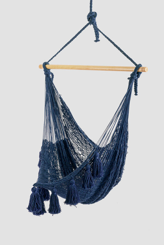 Deluxe Extra Large Mexican Hammock Chair in Outdoor Cotton Colour Blue – view 2