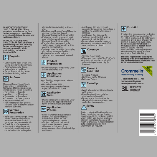 Crommelin 3L Clear DiamondTough Stone Shield Sealer - Dense Stone Protection – view 2 - Auzzistore