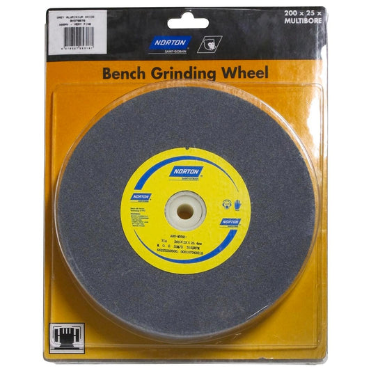 Norton Bench Grinding Wheel 200mm x 25mm Aluminium Oxide Long Lasting - Auzzistore