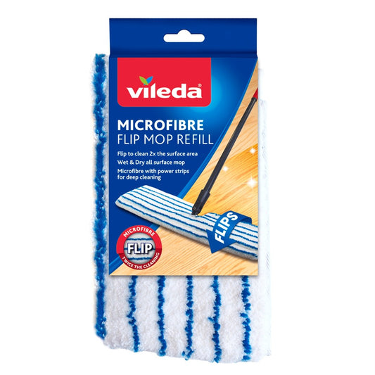 Vileda Microfibre Flip Flat Mop Refill - 50cm x 14.5cm - Microfibre - Wet & Dry Use – view 2