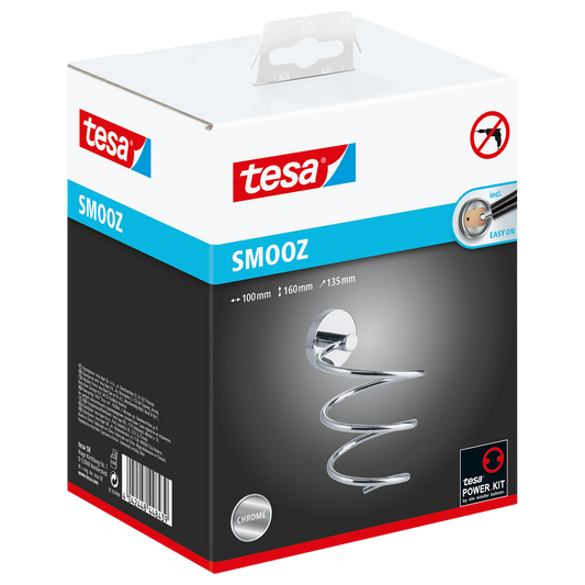 Tesa Smooz Hair Dryer Holder - Chrome - Self-Adhesive - 135mm x 100mm x 160mm – view 2
