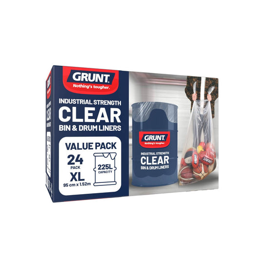 Grunt Clear Heavy Duty Bags - 225L - 950mm x 1520mm - Durable Waste Collection