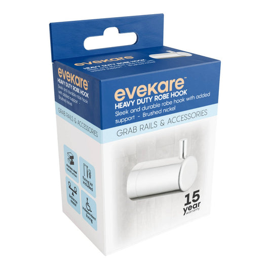 Evekare Heavy Duty Robe Hook - Brushed Nickel - 70mm x 50mm x 90mm - Durable – view 2