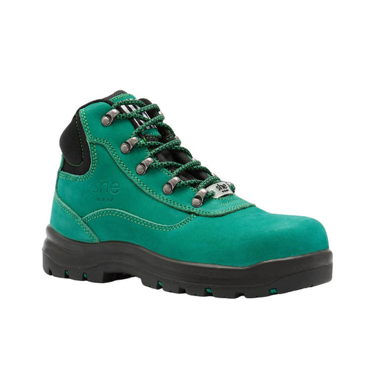 She Wear Does Womens Safety Workboots - Size 10 - Green - Wide Fit - Steel Cap