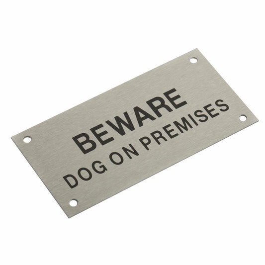 Sandleford Stainless Steel Beware Dog on Premises Sign - 95 x 47mm - Auzzistore