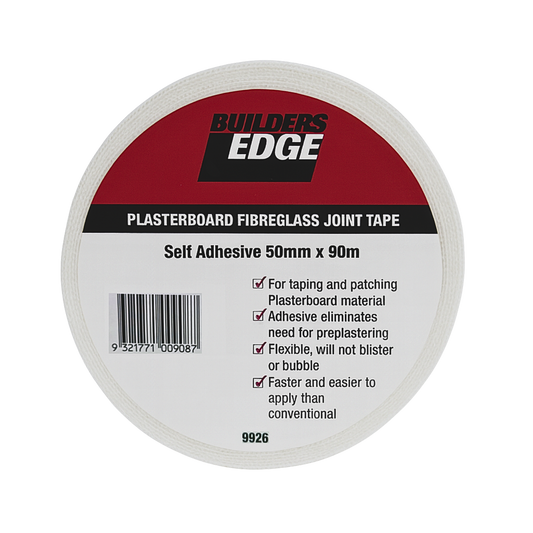Builders Edge Plasterboard Fibreglass Joint Tape 50mm x 90m Self Adhesive - Auzzistore