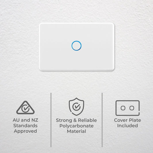 Deta Touch Light Switch - 1 Gang - Polycarbonate - Gloss White Finish – view 2 - Auzzistore