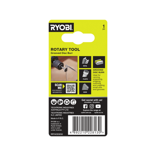 Ryobi Grooved Disc Engraving Burr - 9.5mm - High-Speed Steel - Precision Carving – view 2 - Auzzistore