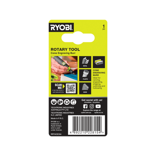 Ryobi Cone Shaped Engraving Burr - 6.4mm - High-Speed Steel - Precision Carving – view 2 - Auzzistore